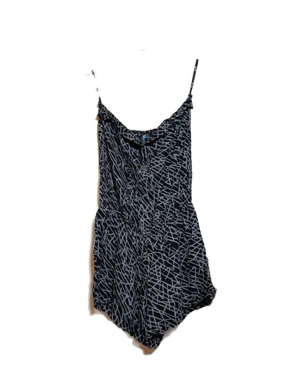 S Lucy Love Women's Black and Grey Geometric Print Strapless Romper